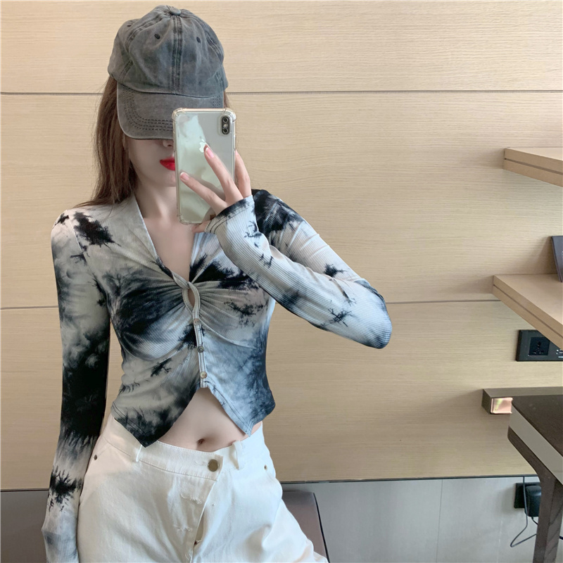 Irregular breasted tops sexy hollow T-shirt for women