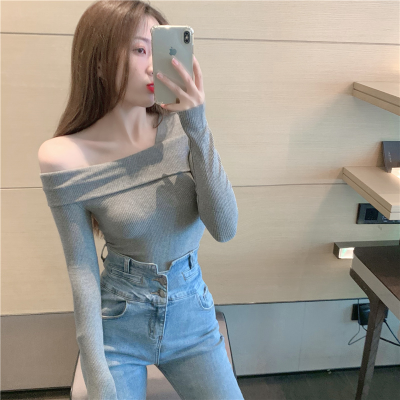 Autumn strapless tops tight bottoming shirt for women