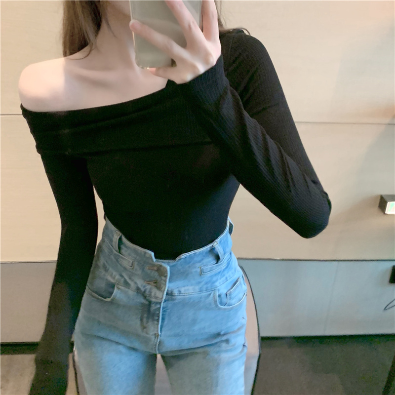 Autumn strapless tops tight bottoming shirt for women