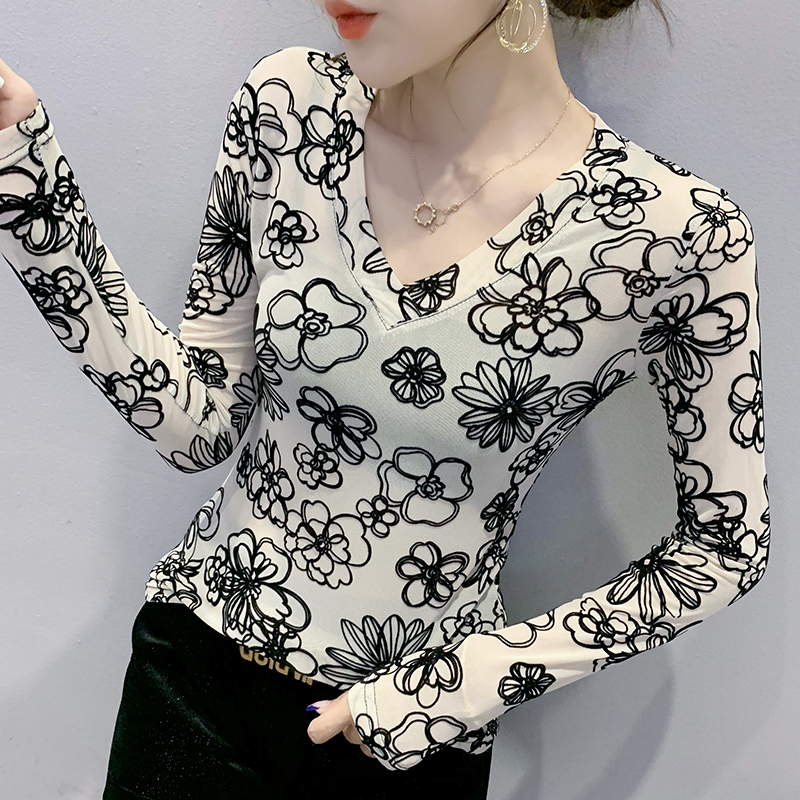 Lace long sleeve all-match autumn tops