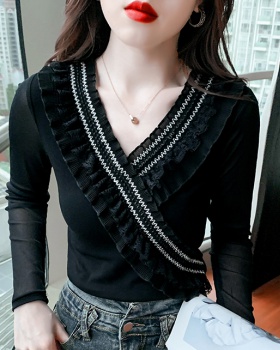 Lotus leaf sexy small shirt lace bottoming shirt for women