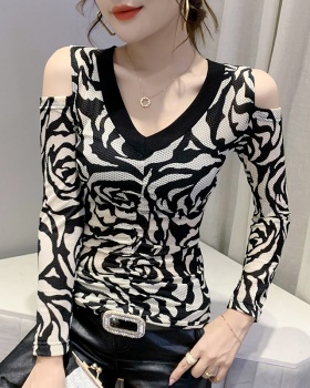 Gauze Western style sexy small shirt autumn printing tops