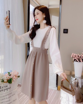 Mixed colors knitted autumn and winter dress for women