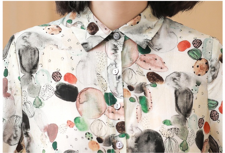 Drape autumn tops printing shirt for women