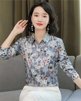 Silk autumn tops long sleeve large yard shirt for women