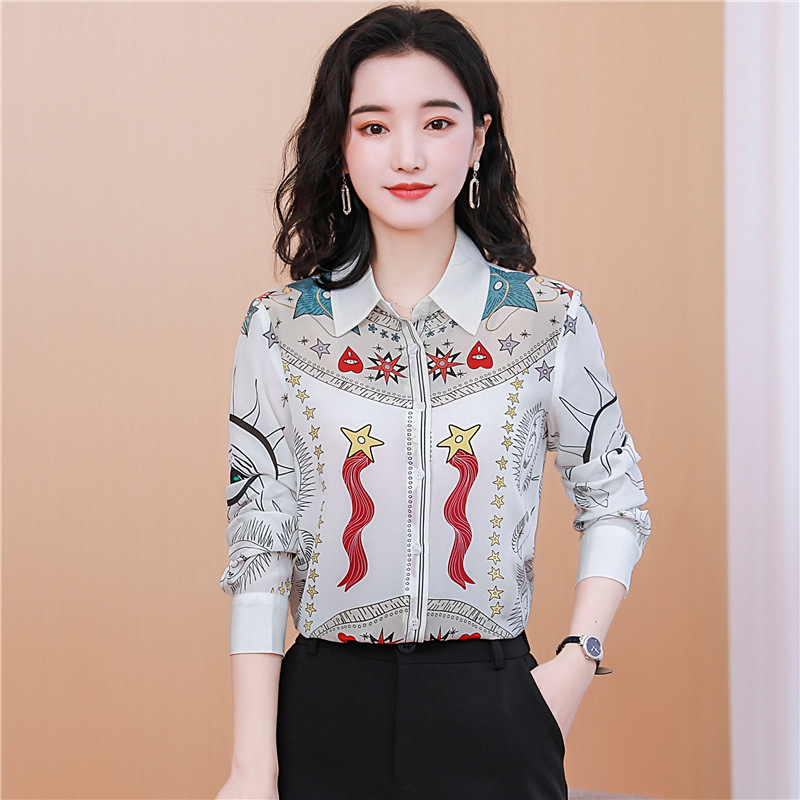 Temperament white tops Western style shirt for women