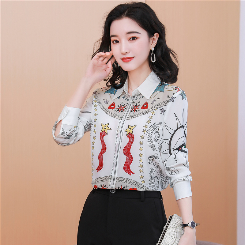 Temperament white tops Western style shirt for women