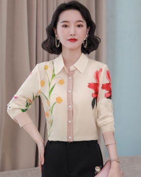 Silk spring and summer long sleeve shirt for women