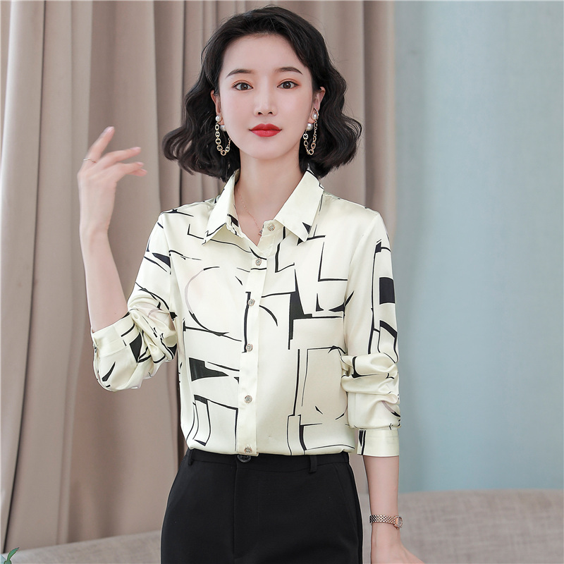 Fashion autumn silk shirt long sleeve real silk tops