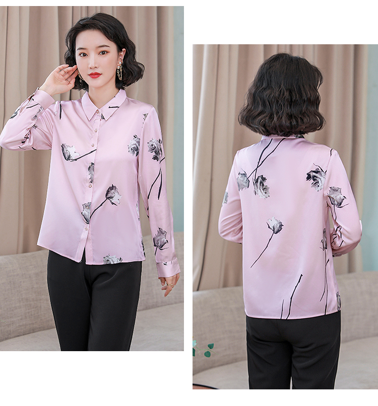 Silk autumn tops fashion real silk shirt for women