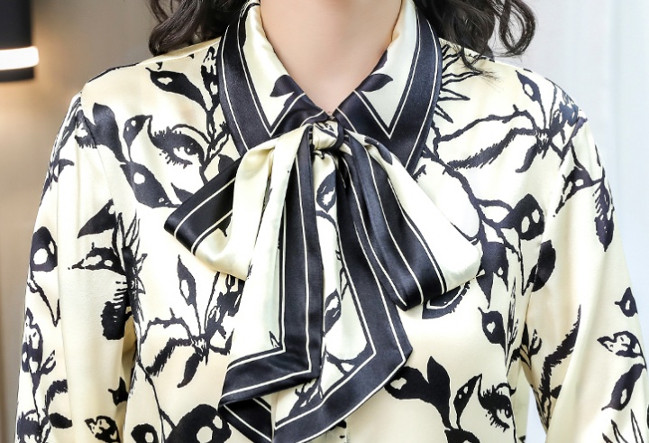 Autumn real silk tops minority frenum shirt for women