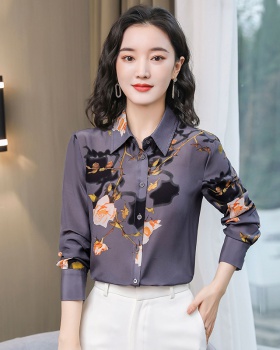 Slim real silk tops elegant shirt for women