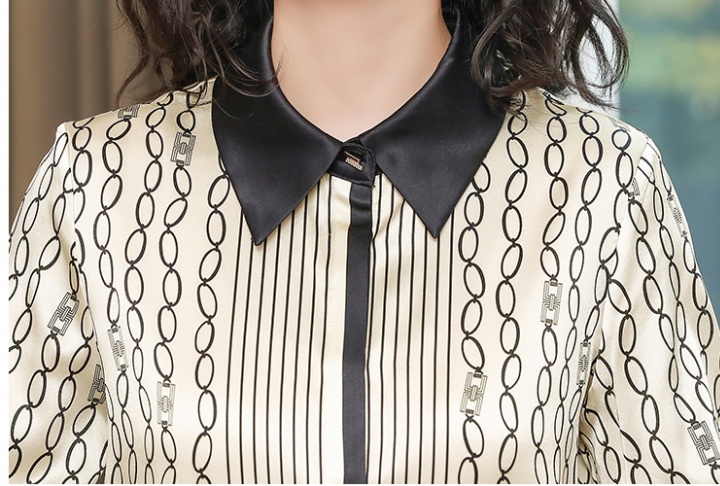 Long sleeve real silk shirt printing tops for women