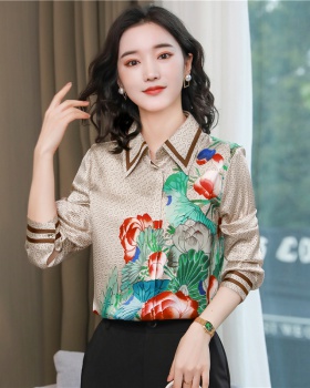 Long sleeve autumn shirt silk tops for women