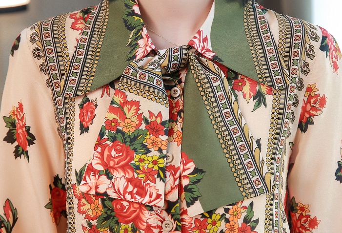 Real silk bow tops large yard silk shirt for women