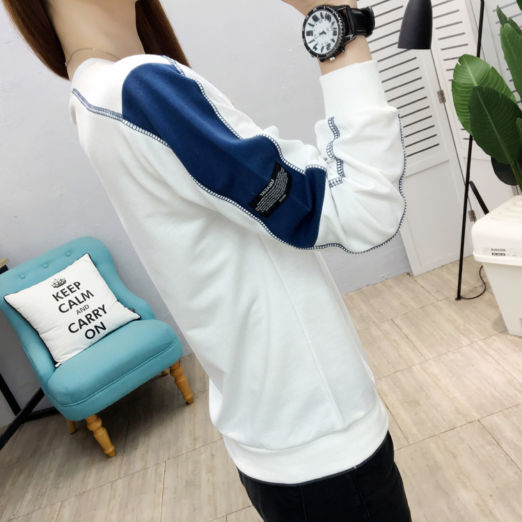 Korean style autumn tops all-match round neck hoodie