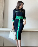 Mixed colors Korean style dress temperament bottoming sweater