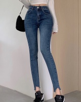 Torn edge slim jeans high waist fashion nine pants