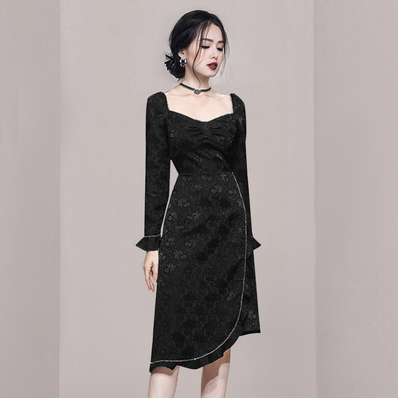 Wood ear irregular dress autumn long dress