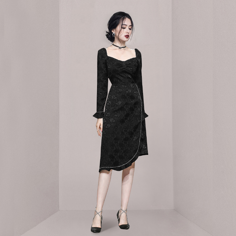 Wood ear irregular dress autumn long dress