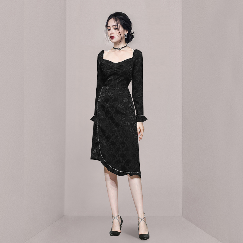 Wood ear irregular dress autumn long dress