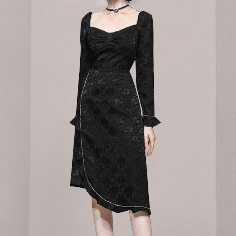 Wood ear irregular dress autumn long dress