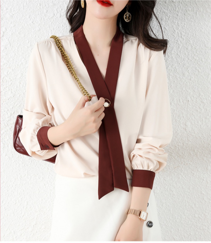 Mixed colors chiffon shirt temperament small shirt for women