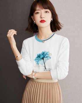 Letters long sleeve round neck loose T-shirt
