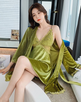 Sling pajamas sexy nightgown 2pcs set for women