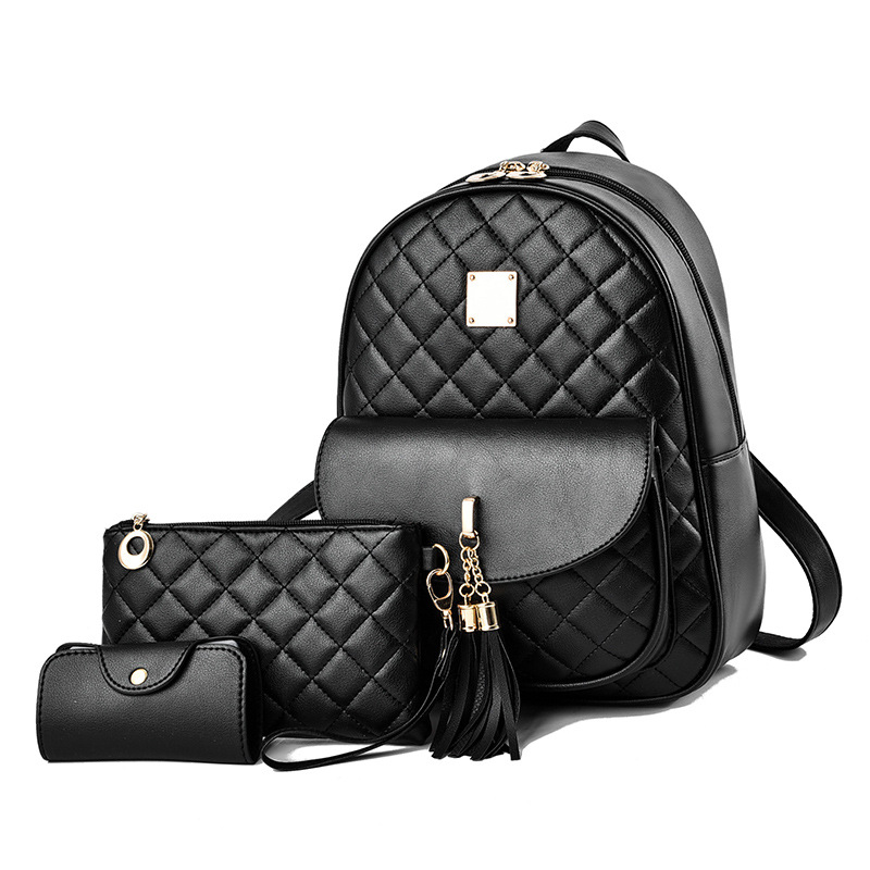 Quilted fashion summer backpack 3pcs set for women