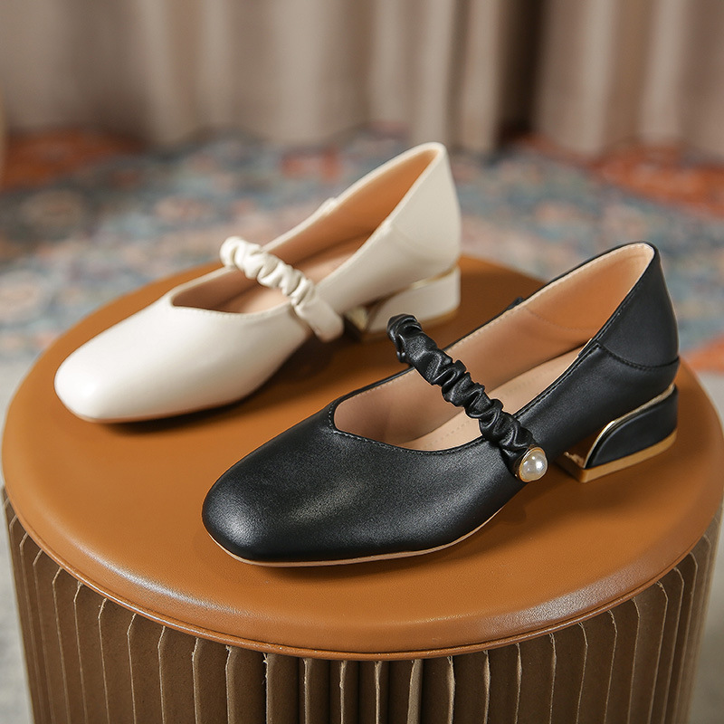 Flat tender leather shoes high-heeled shoes for women