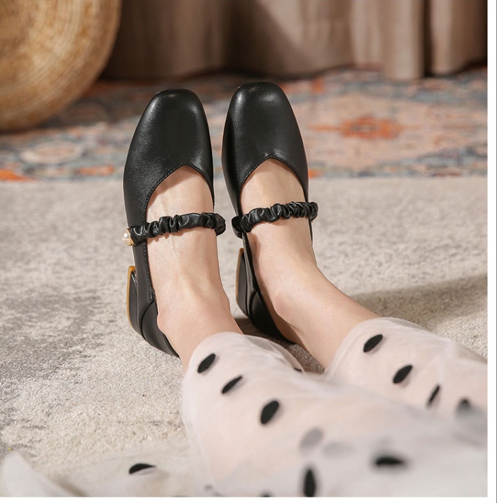 Flat tender leather shoes high-heeled shoes for women