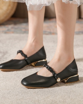 Flat tender leather shoes high-heeled shoes for women