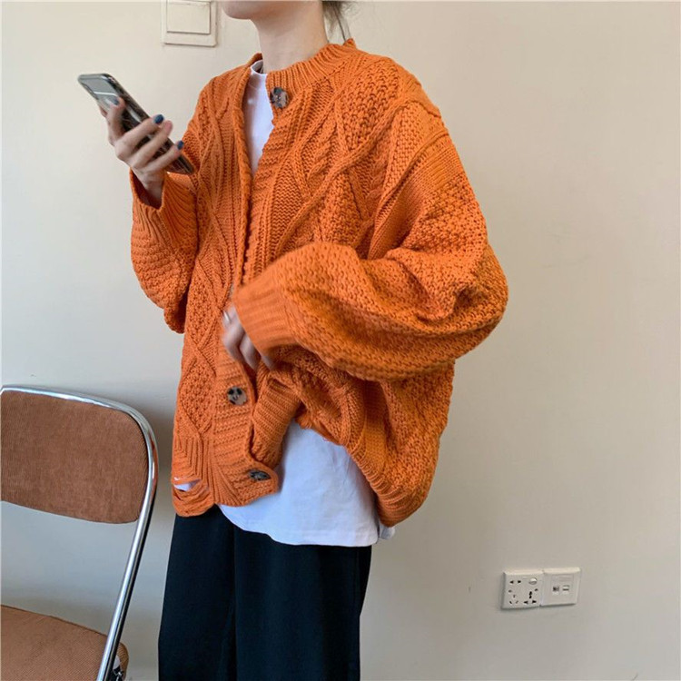 Twist Korean style cardigan thick big knitting sweater