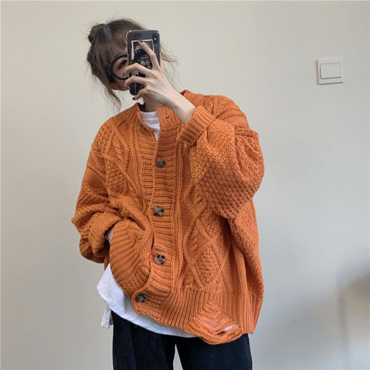 Twist Korean style cardigan thick big knitting sweater