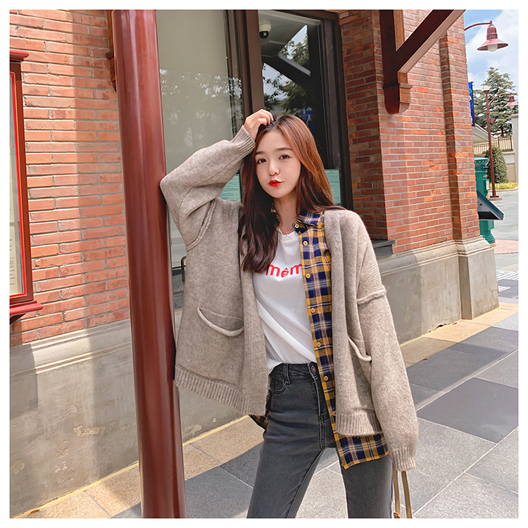 Student simple all-match coat pure knitted sweater