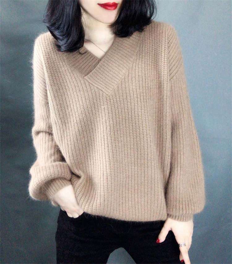 Thick Korean style loose V-neck autumn and winter sweater