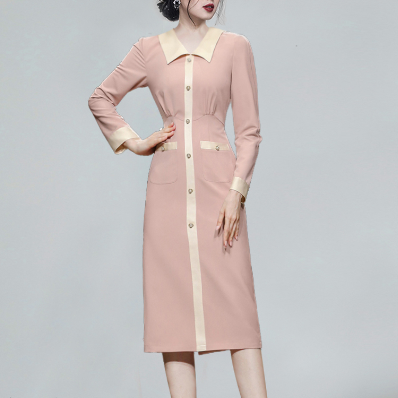 Korean style bow fashion temperament splice autumn dress