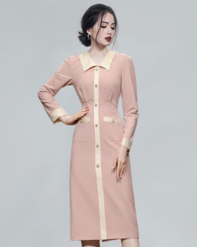 Korean style bow fashion temperament splice autumn dress
