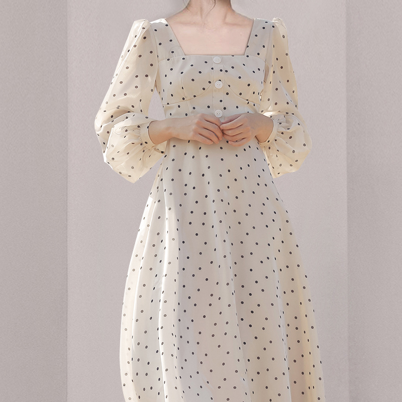 Temperament elegant long dress fashion polka dot dress