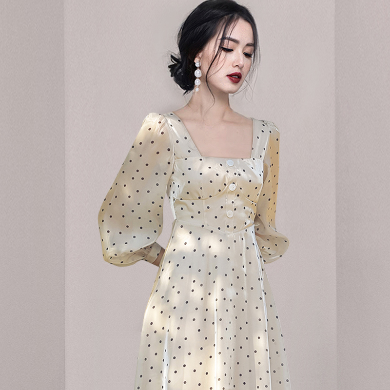 Temperament elegant long dress fashion polka dot dress