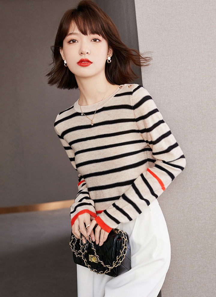 Stripe autumn tops all-match Western style sweater