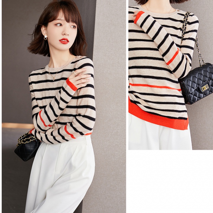 Stripe autumn tops all-match Western style sweater