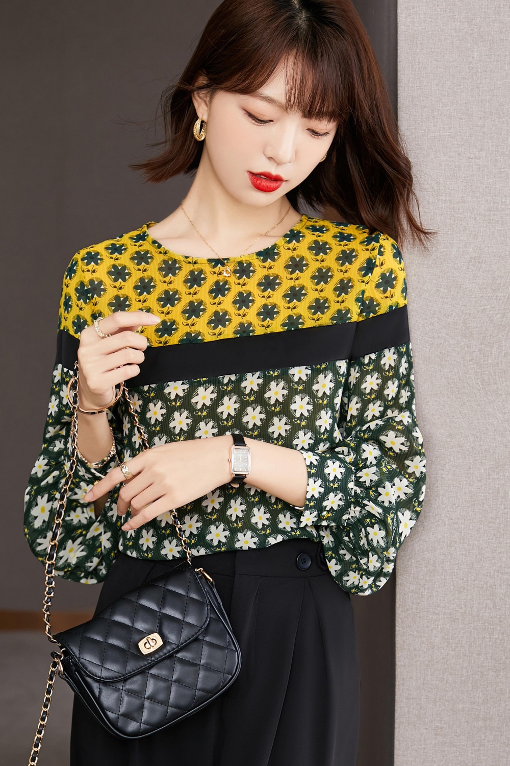 France style daisy minority chiffon shirt autumn floral tops