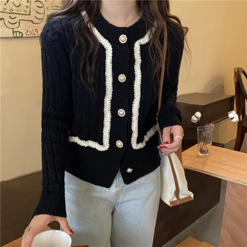 Autumn and winter knitted coat mixed colors cardigan