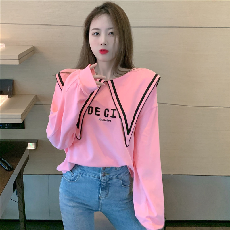 High waist long sleeve tops France style hoodie for women