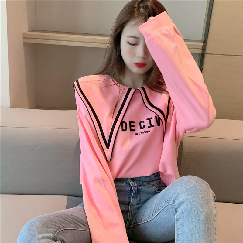 High waist long sleeve tops France style hoodie for women