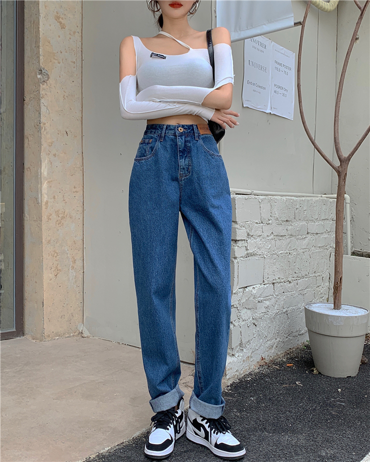 Fashion Korean style long pants high waist slim jeans