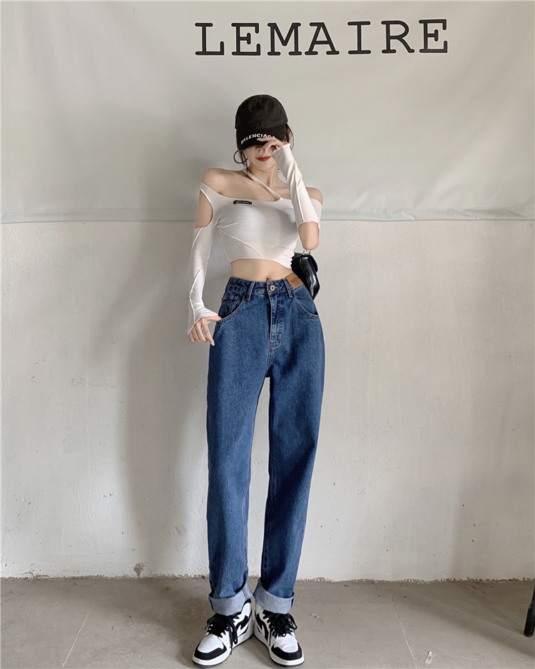 Fashion Korean style long pants high waist slim jeans