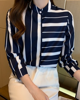 Stripe temperament shirt autumn small shirt for women